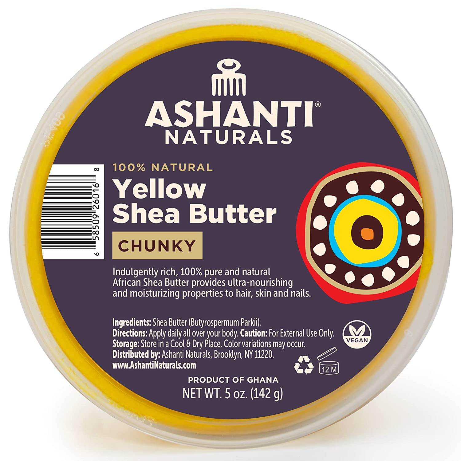 ASHANTI NATURALS CHUNKY 100% AFRICAN SHEA BUTTER 5oz