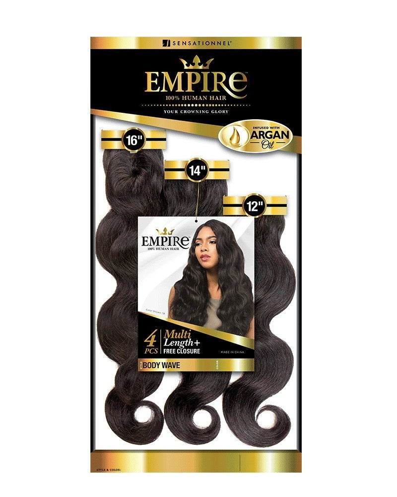 EMPIRE 100% HH MULTI 4 BODY WAVE 12"/14"/16"+CLOSURE #1