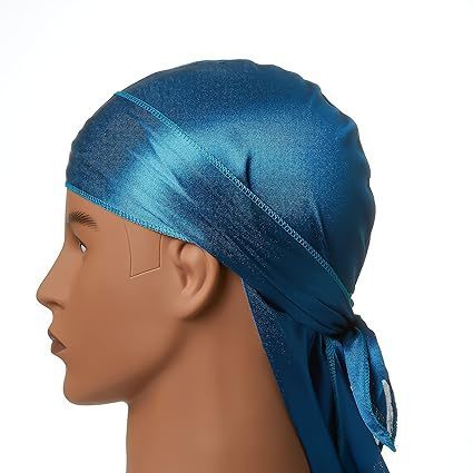 RED KISS SILKY SATIN DURAG BLUE
