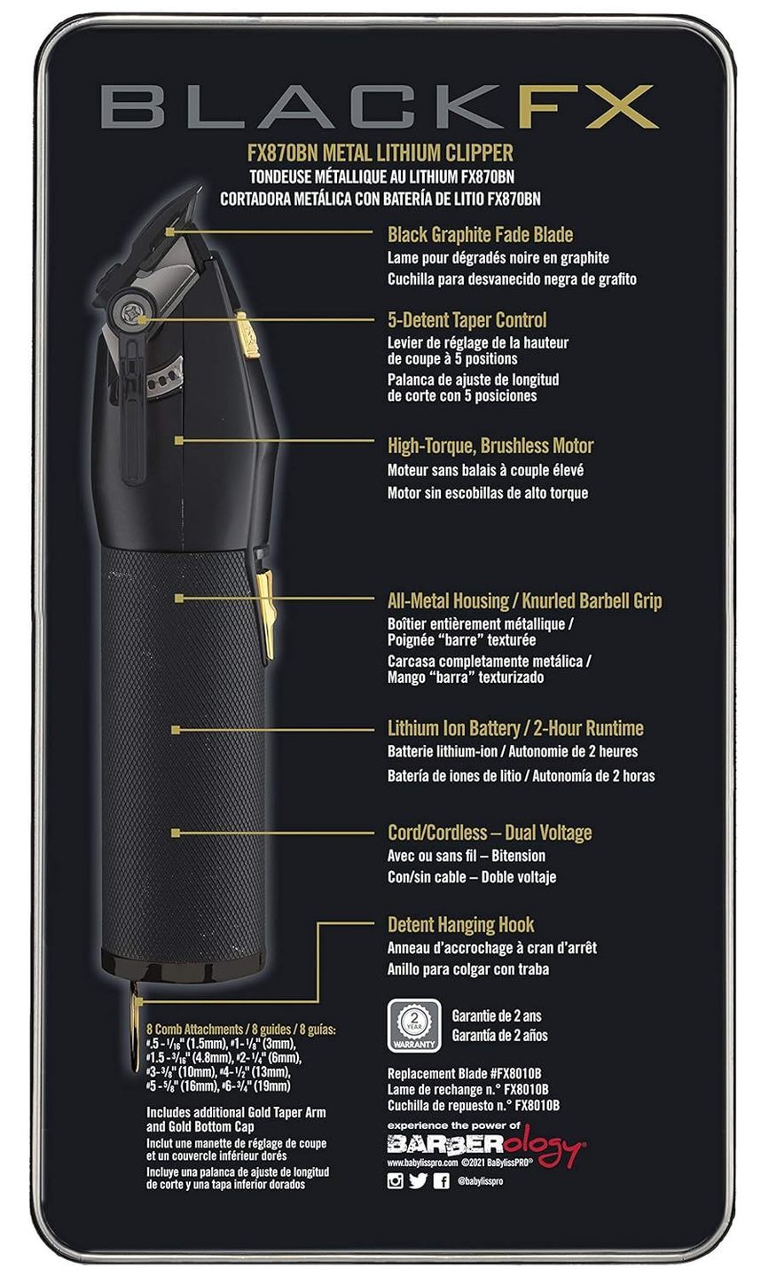 BABYLISS PRO BLACK FX CLIPPER #FX870BN