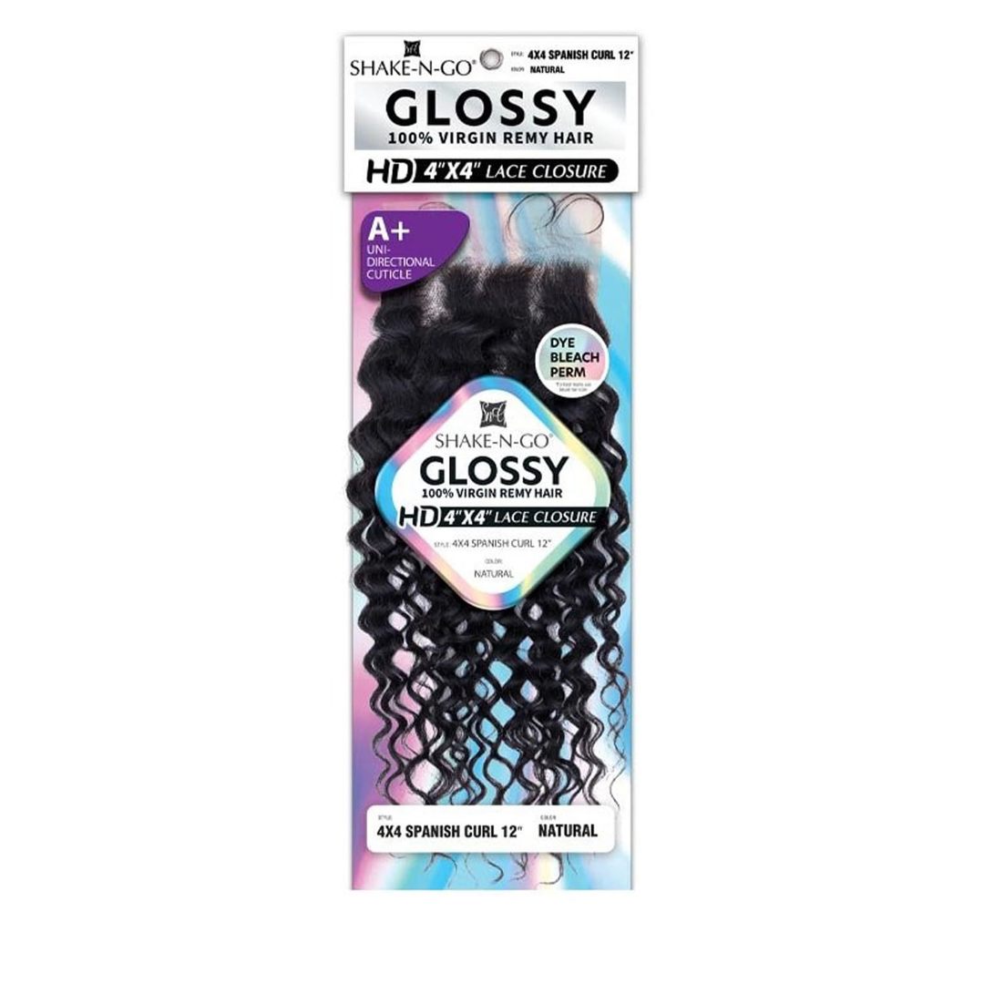 GLOSSY HD 4"X4" LACE CLOSURE 12" DEEP WAVE BLACK