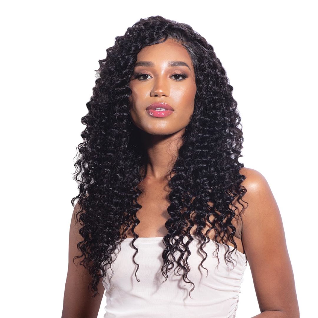 GLOSSY 100% VIRGIN REMY HAIR DEEP WAVE 14"/16"/18" NATURAL BLACK