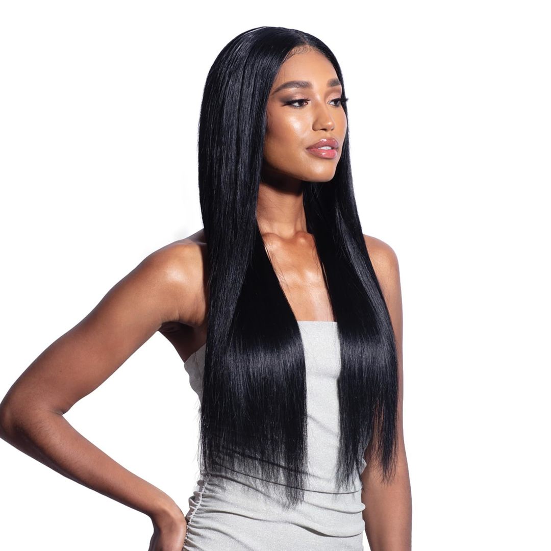 GLOSSY 100% VIRGIN REMY HAIR STRAIGHT 12"/14"/16" NATURAL BLACK