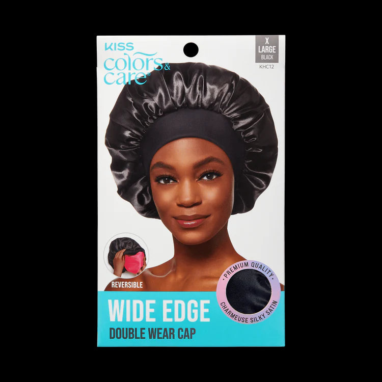 RED KISS WIDE EDGE SILKY SATIN BONNET BLACK NAVY