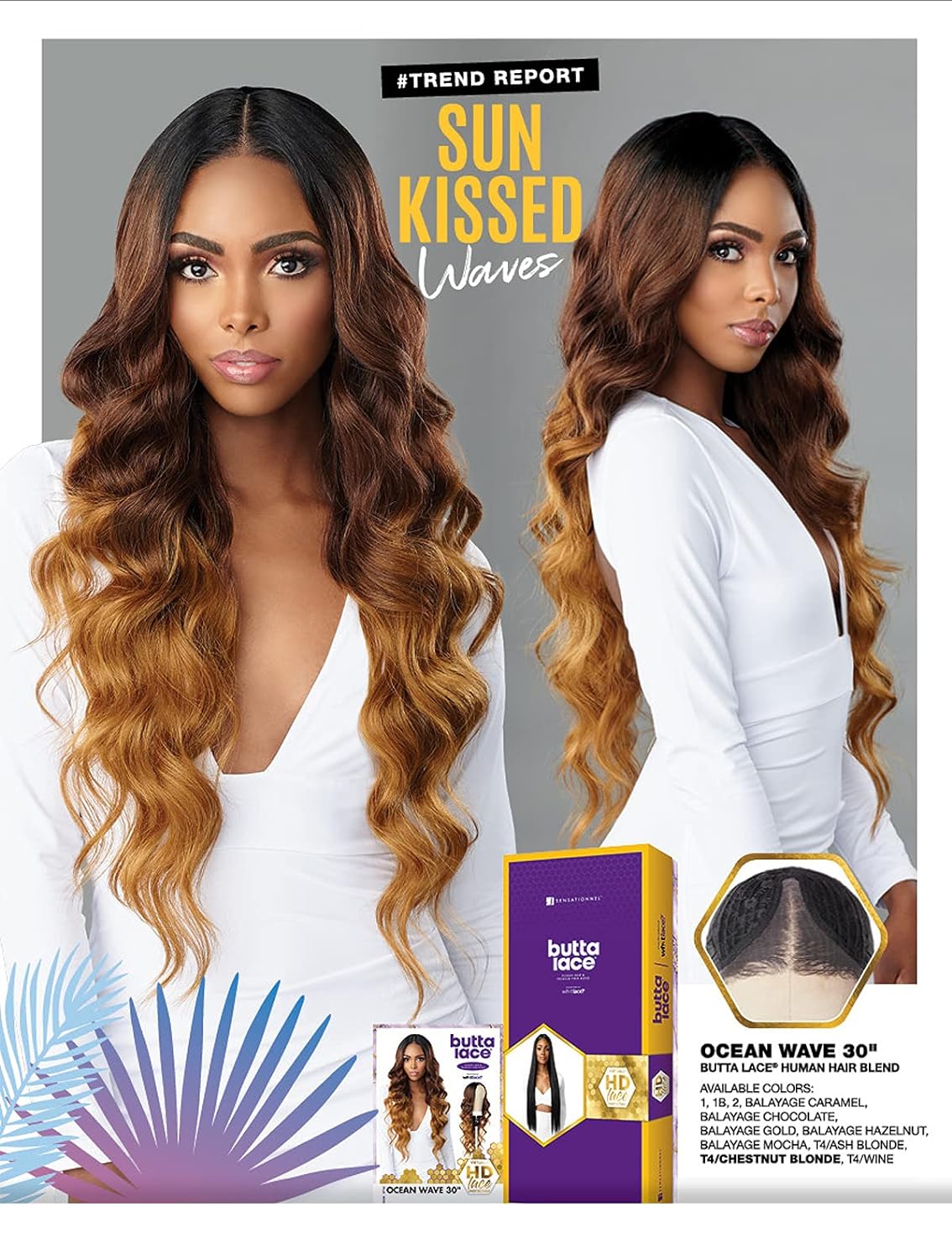 BUTTA HD LACE WIG HH BLEND OCEAN WAVE 30" #T4/CHESTNUT BLONDE