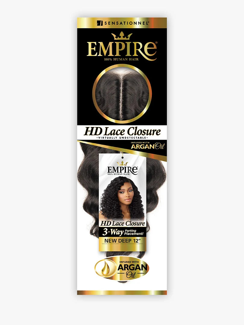 EMPIRE 100% HH HD LACE CLOSURE DEEP WAVE 12" #1B