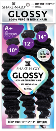 GLOSSY 100% VIRGIN REMY HAIR DEEP WAVE 10"/12"/14" NATURAL BLACK