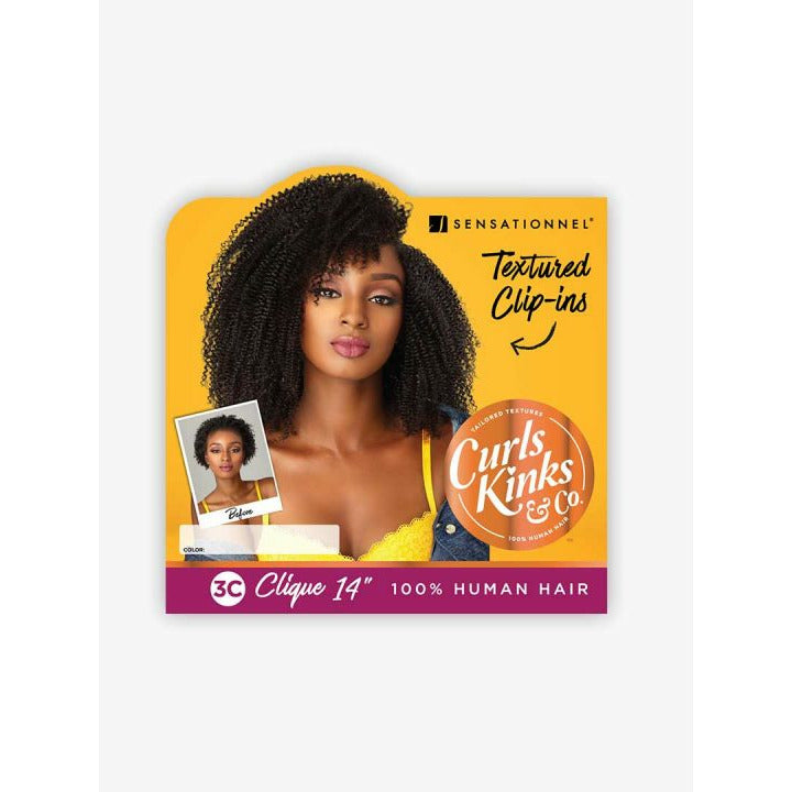 CURLS KINKS TEXTURED CLIP-INS 9PCS 100% HUMAN HAIR 3C-Sensationnel- Hive Beauty Supply