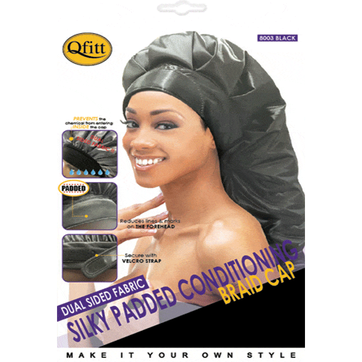QFITT SILKY PADDED CONDITIONING CAP BLACK