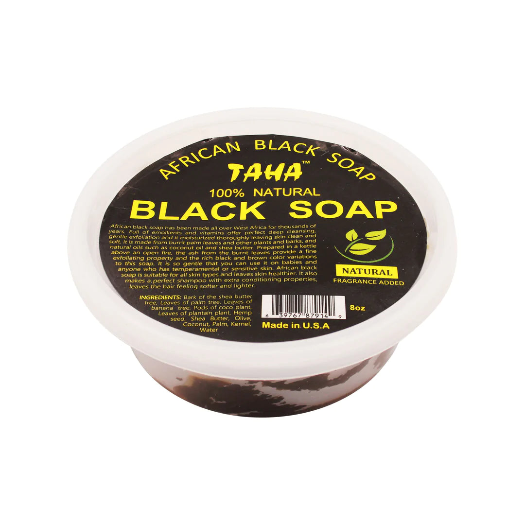 TAHA 100% AFRICAN BLACK SOAP 8oz Lemongrass