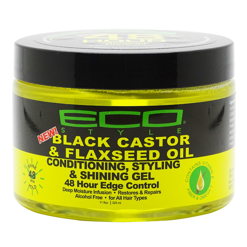 ECO STYLE BLACK CASTOR & FLAXSEED OIL 48HOUR 11oz-Eco Style- Hive Beauty Supply