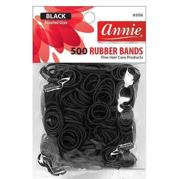 ANNIE RUBBER BANDS BLACK 500CT Asst Sizes