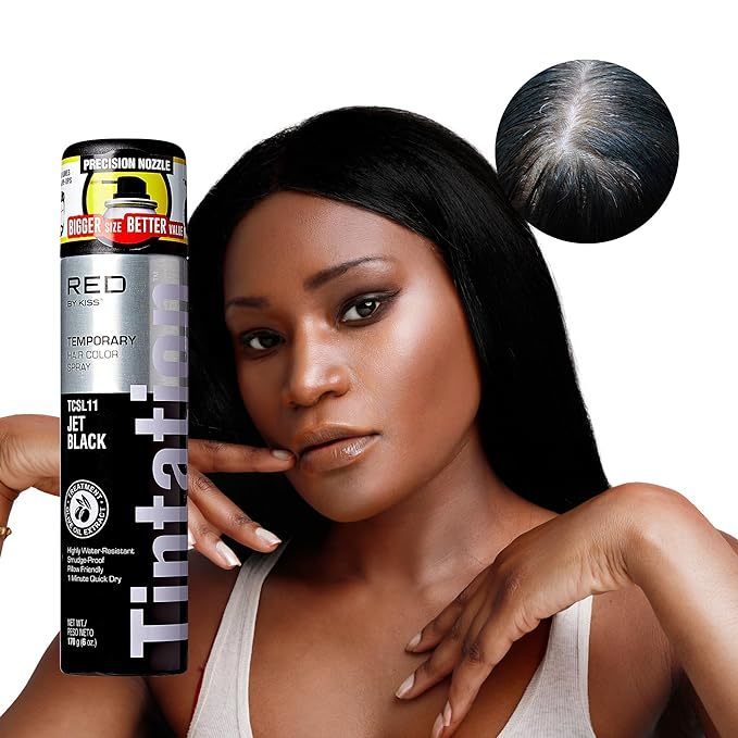 RED BY KISS TINTATION COLOR SPRAY JET BLACK 2.82oz