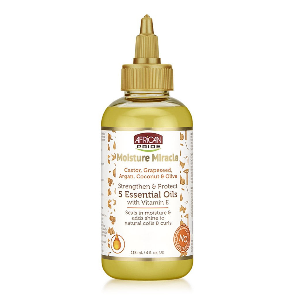 AFRICAN PRIDE MOISTURE MIRACLE 5 ESSENTIAL OILS 4oz-African Pride- Hive Beauty Supply