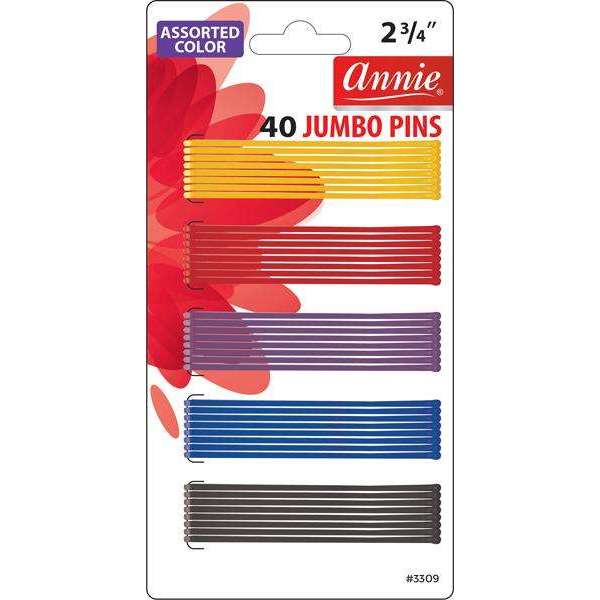 ANNIE JUMBO PINS 2.75" ASST COLRS-Annie- Hive Beauty Supply