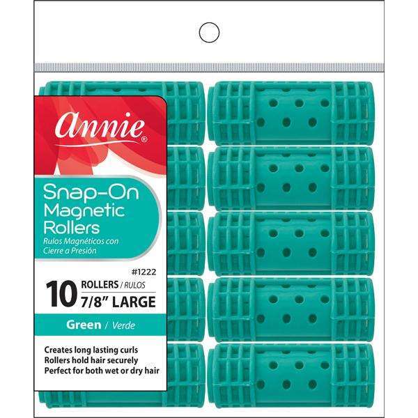 ANNIE SNAP ON MAG ROLLERS 10CT 7/8" #1222 GREEN-Annie- Hive Beauty Supply