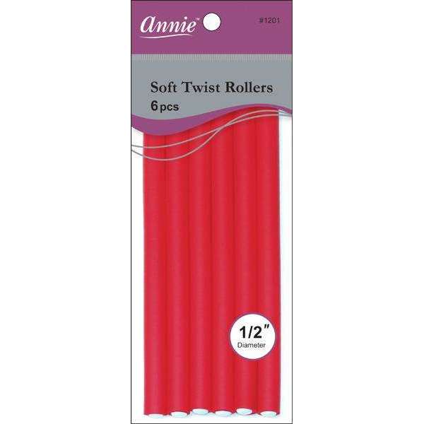 ANNIE SOFT TWIST ROLLERS 1/2" 6PCS. RED SHORT #1201-Annie- Hive Beauty Supply