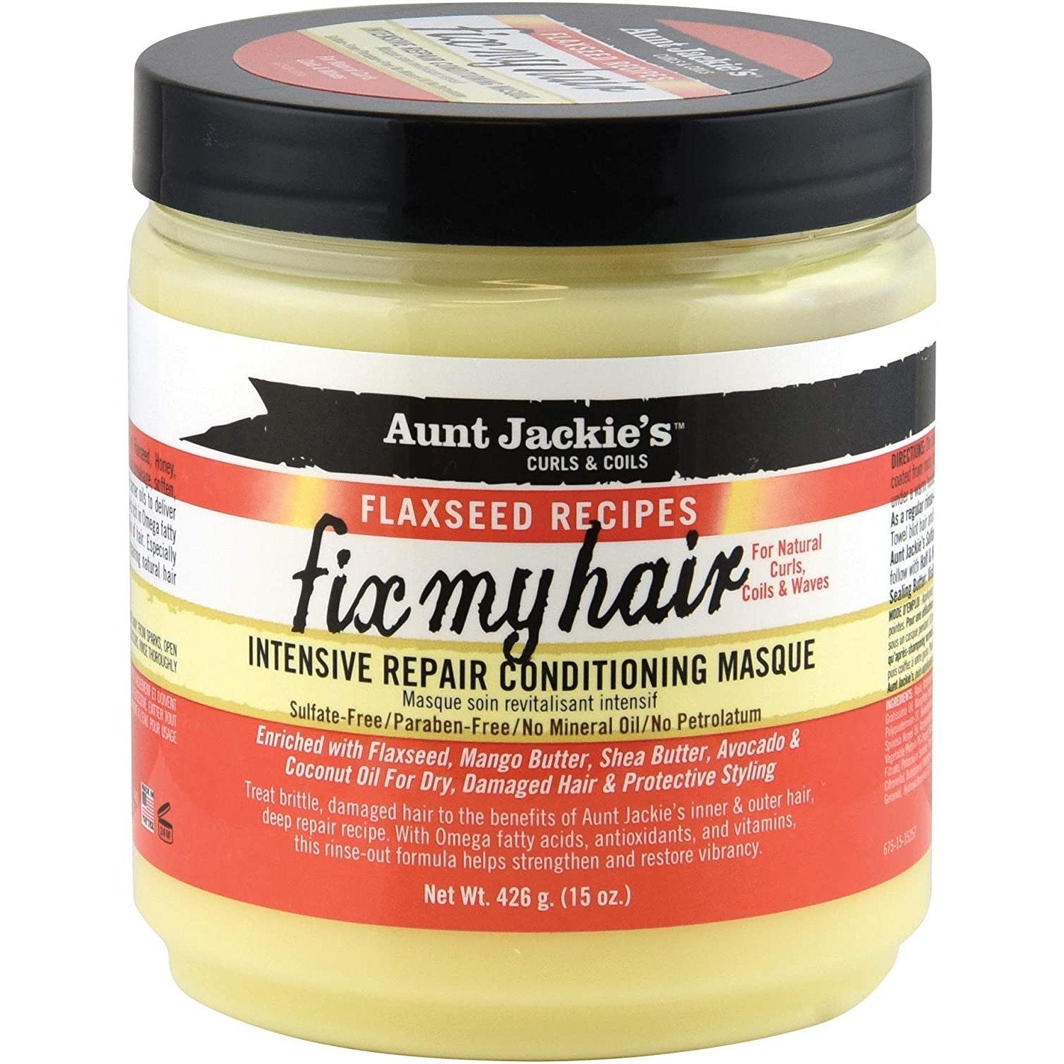 AUNT JACKIE'S "FIX MY HAIR" COND. MASQUE (15oz.) Flaxseed Recipes-Aunt Jackie's- Hive Beauty Supply