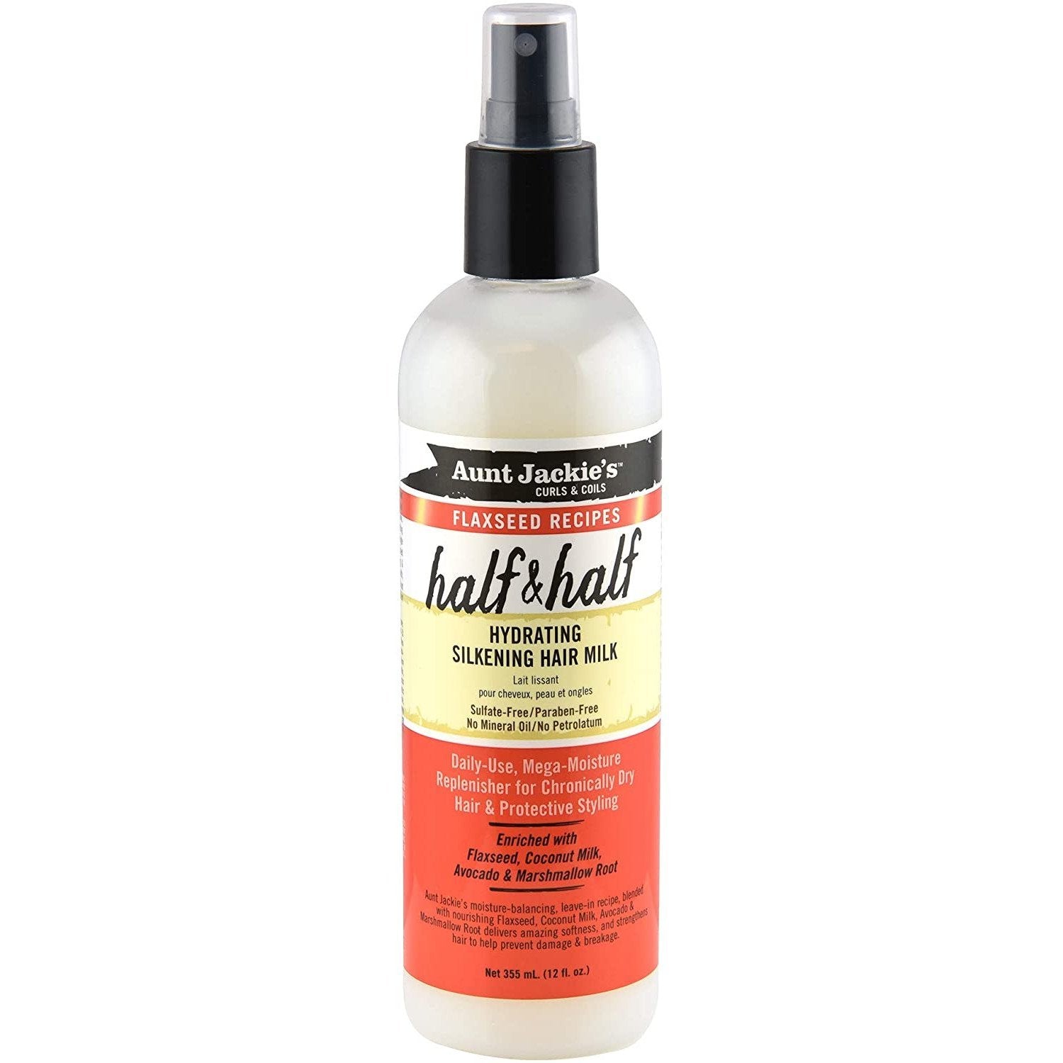 Aunt Jackie's Flaxseed Recipes Half & Half Hydrating Silkening Hair Milk 12oz-Aunt Jackie's- Hive Beauty Supply