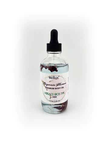 WELLOS ORGANIC FLOWER PREMIUM BODY OIL VERSACE EROS TYPE 4oz