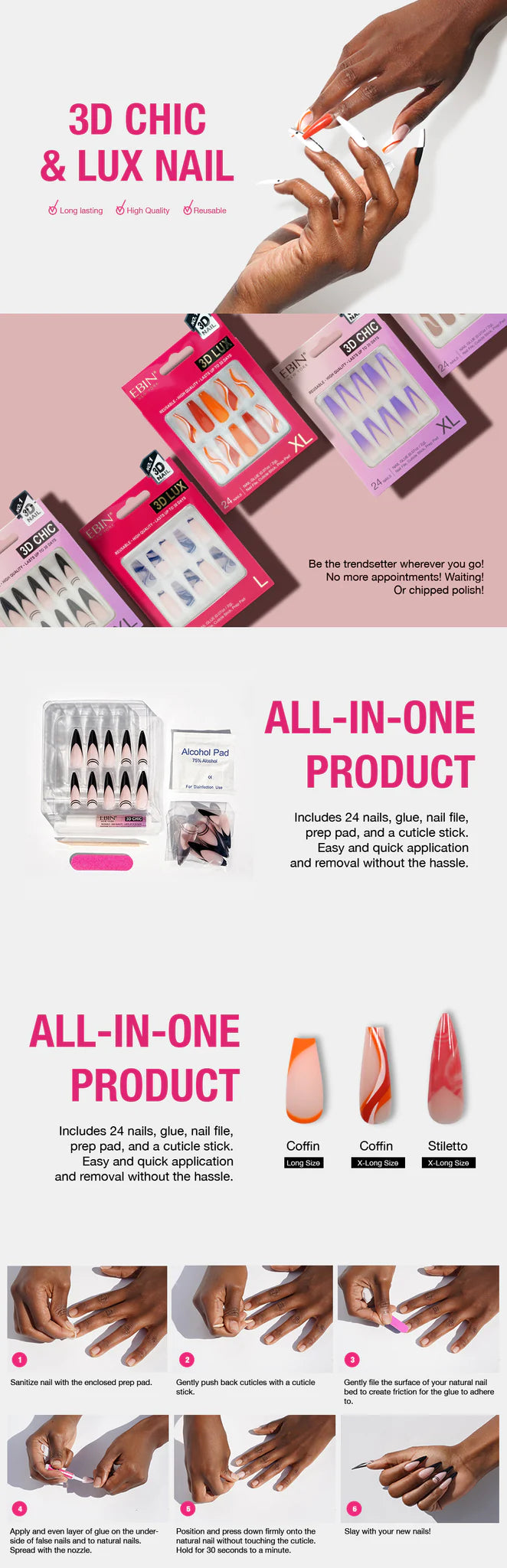 EBIN NAIL 3D CHIC 24 XL