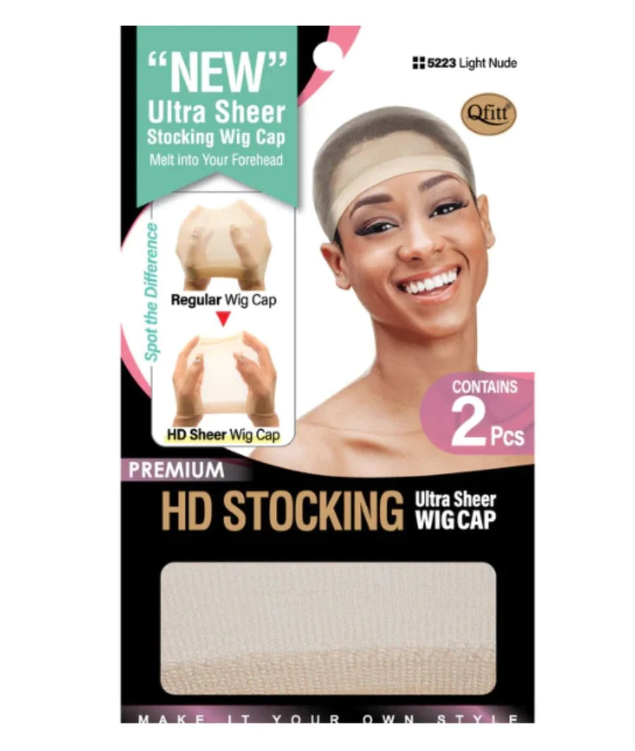 QFITT HD STOCKING ULTRA SHEER WIG CAP LT NUDE 2PCS