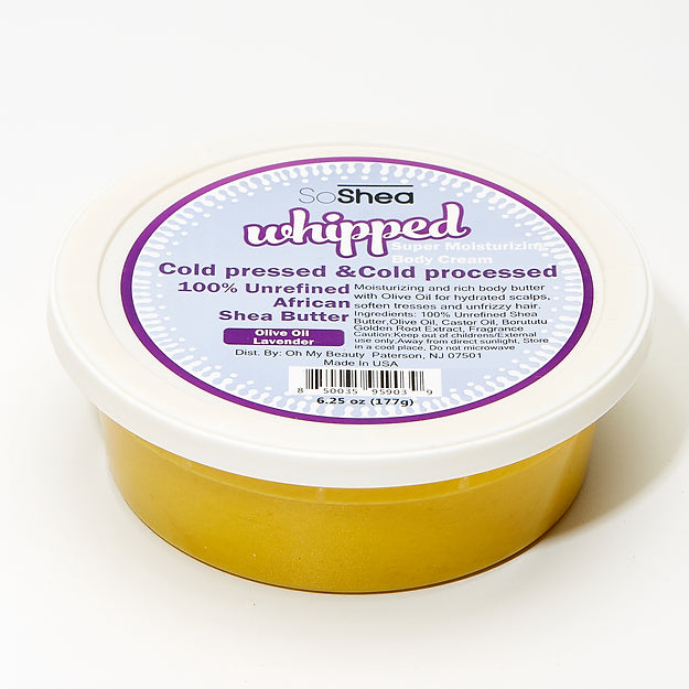 SOSHEA WHIPPED AFRICAN SHEA BUTTER OLIVE OIL & LAVENDER 6.25oz