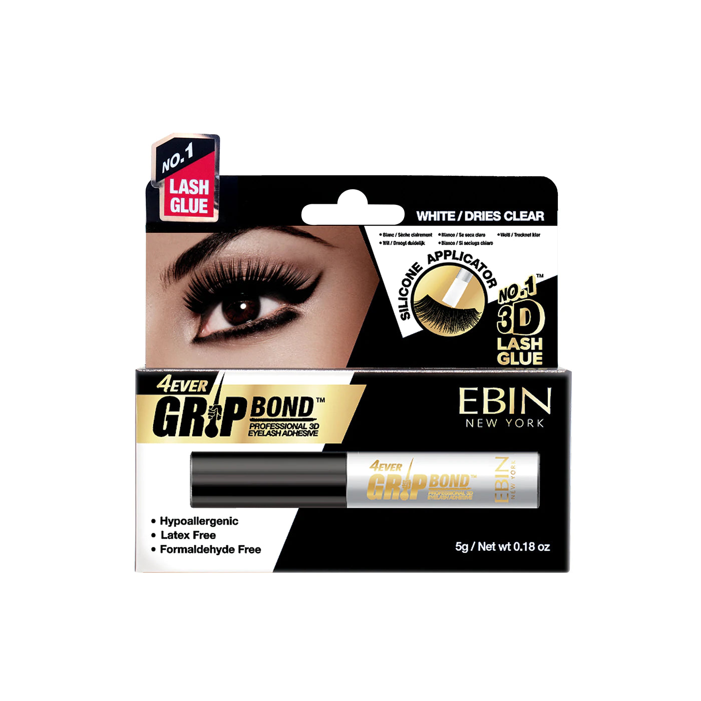 EBIN 4EVER GRIP ADHESIVE BOND WHITE 0.125oz-Ebin New York- Hive Beauty Supply