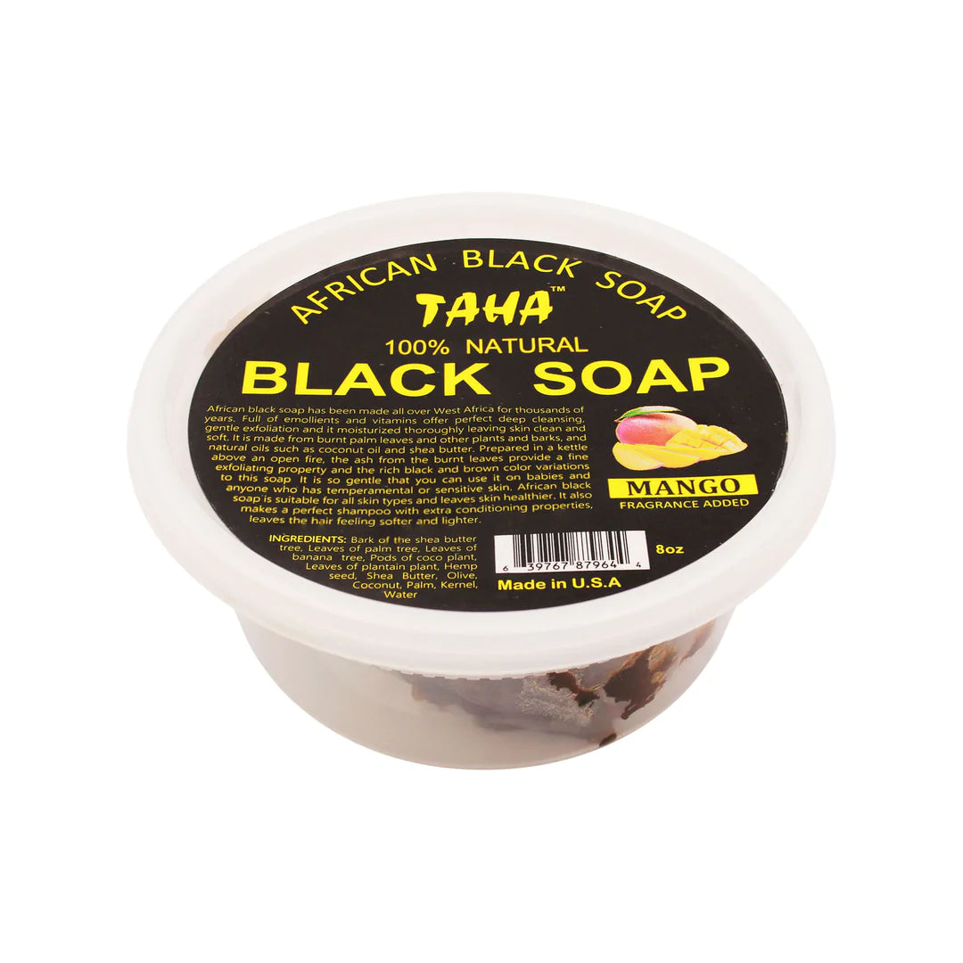 TAHA 100% AFRICAN BLACK SOAP MANGO 8oz