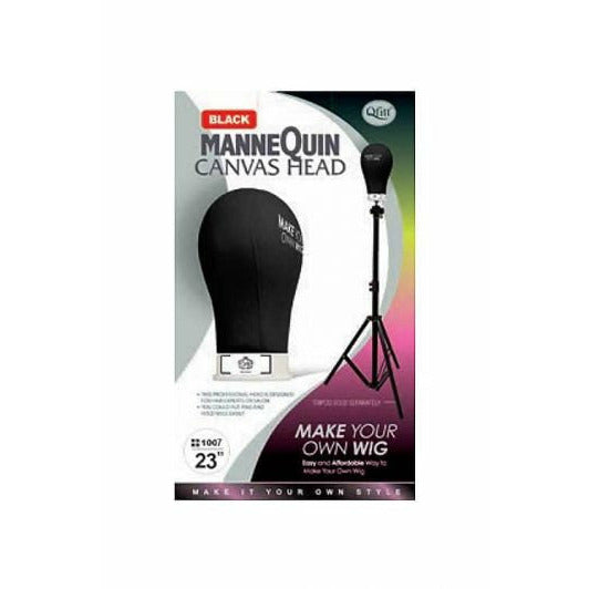 QFITT 23" MANNEQUIN CANVAS HEAD BLACK-Qfitt- Hive Beauty Supply