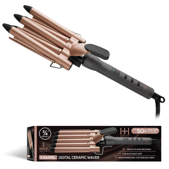 HOT & HOTTER 5 BARREL DIGITAL CERAMIC WAVER 3/4"