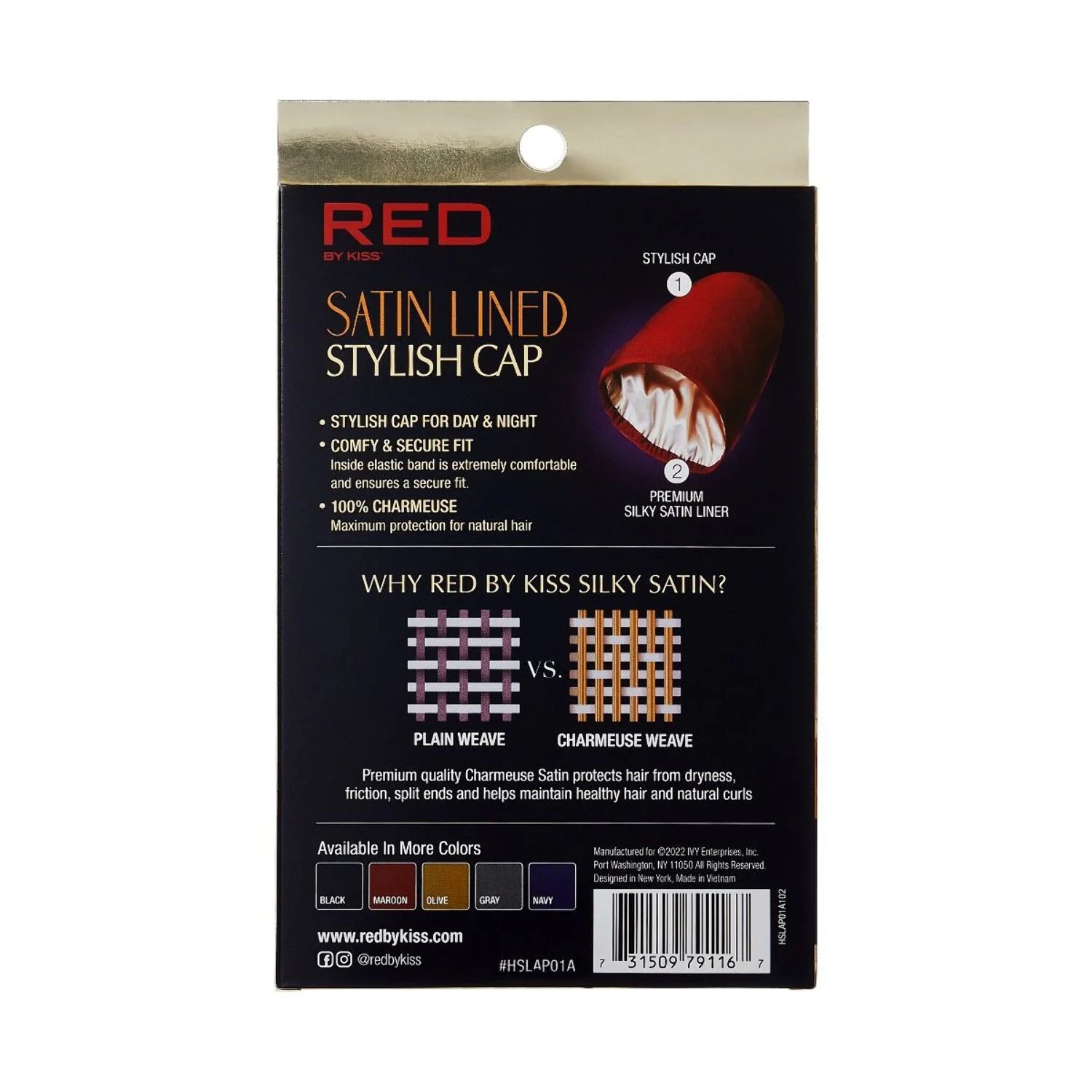 RED BY KISS SATIN LINED STYLISH CAP X-LARGE #ASSORTED