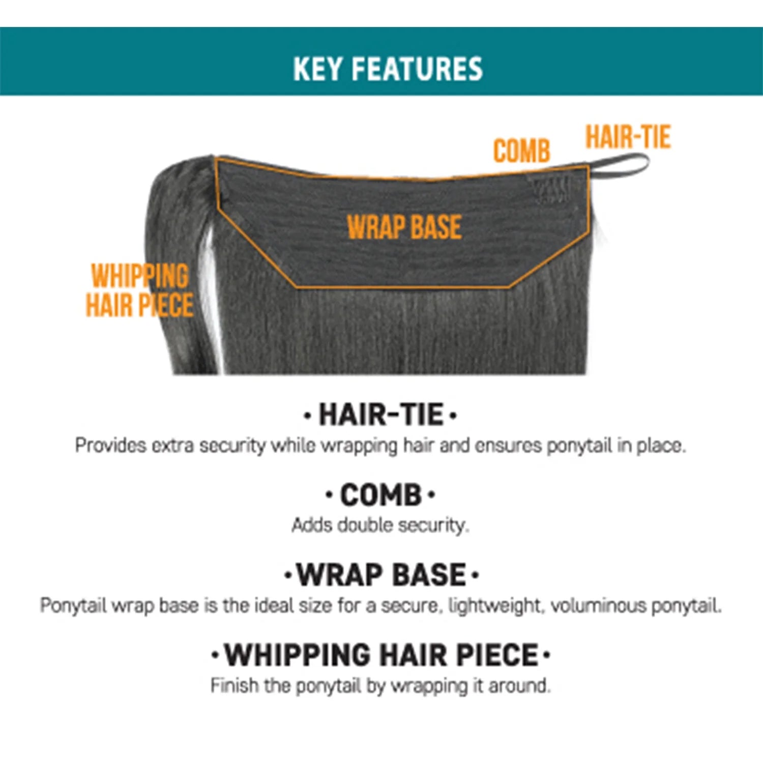 ZURY EZ-WRAP HAIR TIE PONYTAIL STRAIGHT #F14/22