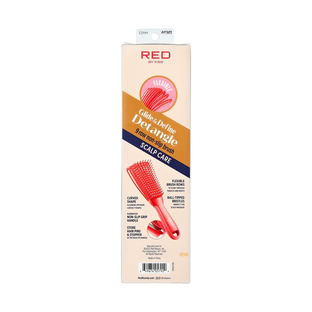 RED BY KISS GLIDE & DEFINE DETANGLING BRUSH #RED