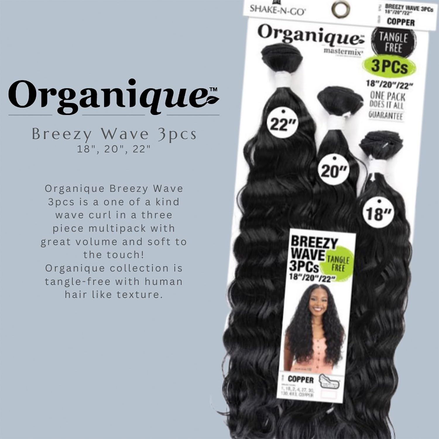 SHAKE-N-GO ORGANIQUE BREEZY WAVE 3pcs 18"/20/22" #1B