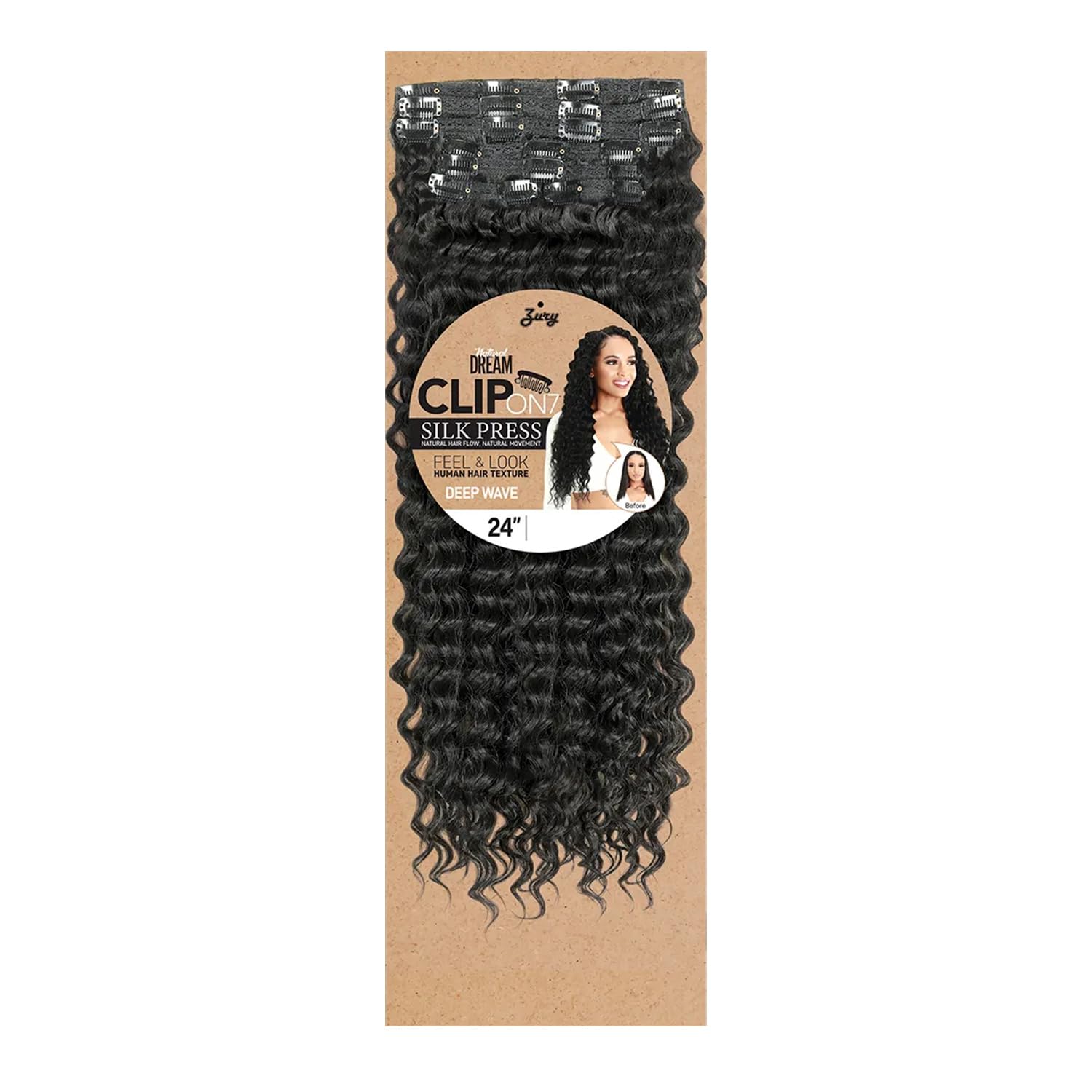 ZURY NATURAL DREAM CLIP ON 7 DEEP WAVE 24" #OREO CARAMEL (27/30/613)