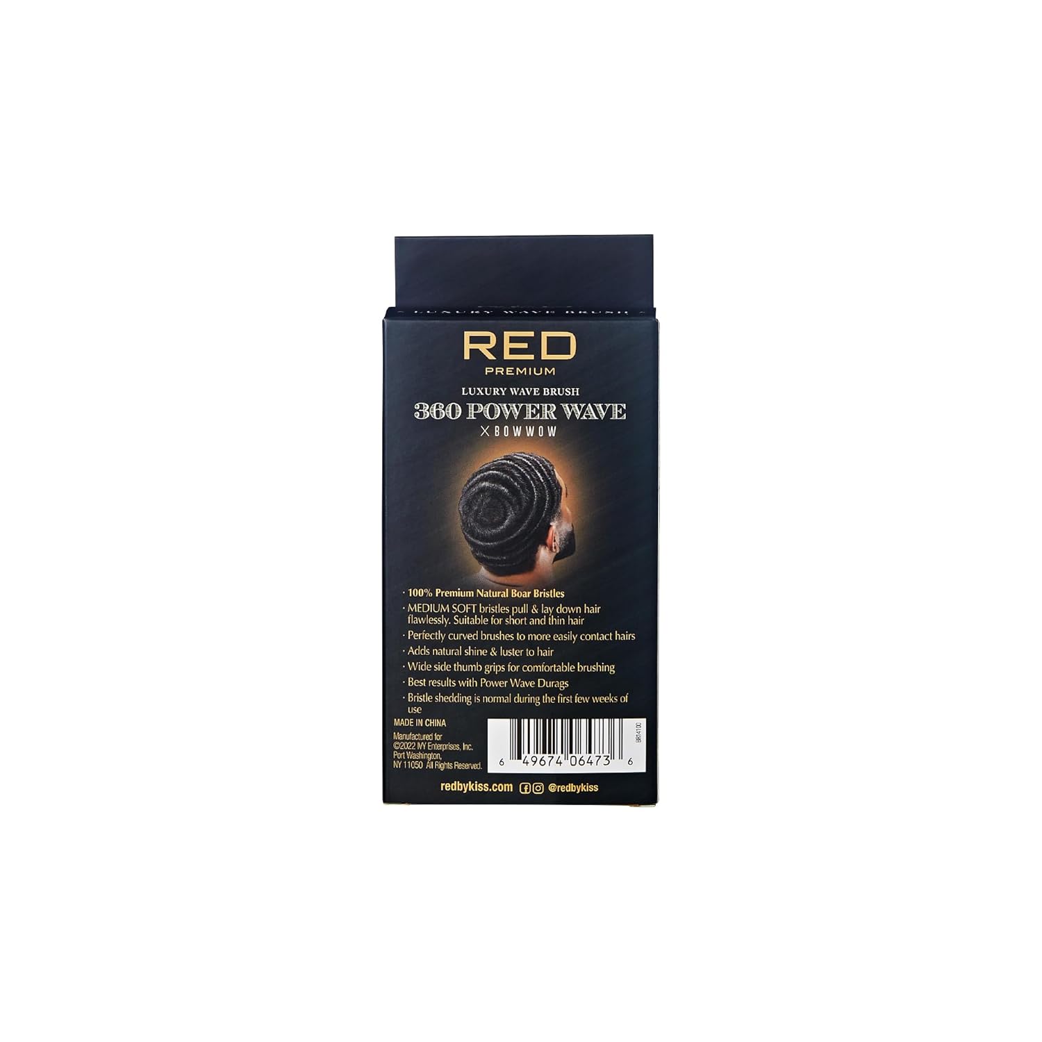 RED BY KISS BOW WOW 360 POWER WAVE BOAR BRUSH MED HARD