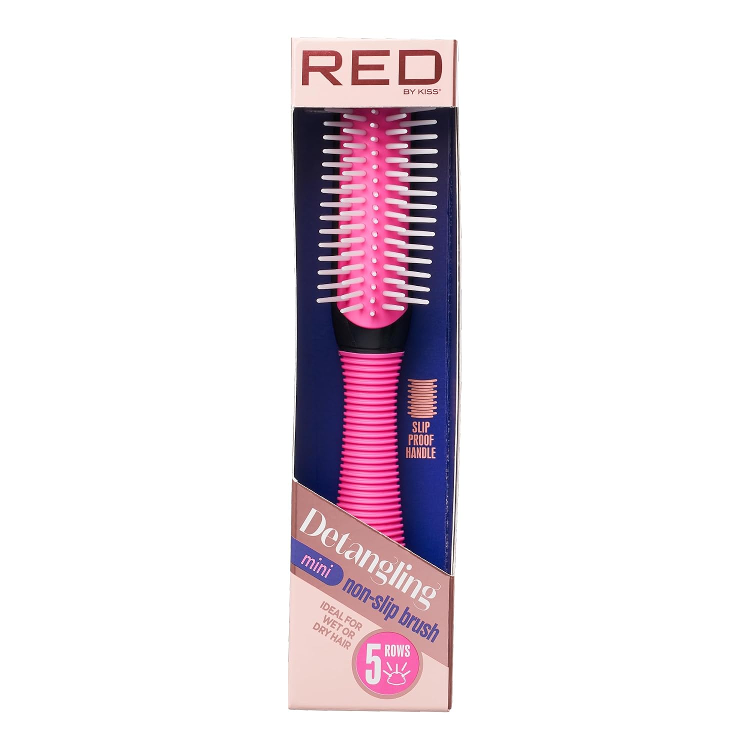 RED BY KISS DETANGLING MINI NON-SLIP BRUSH 5 ROWS #PINK