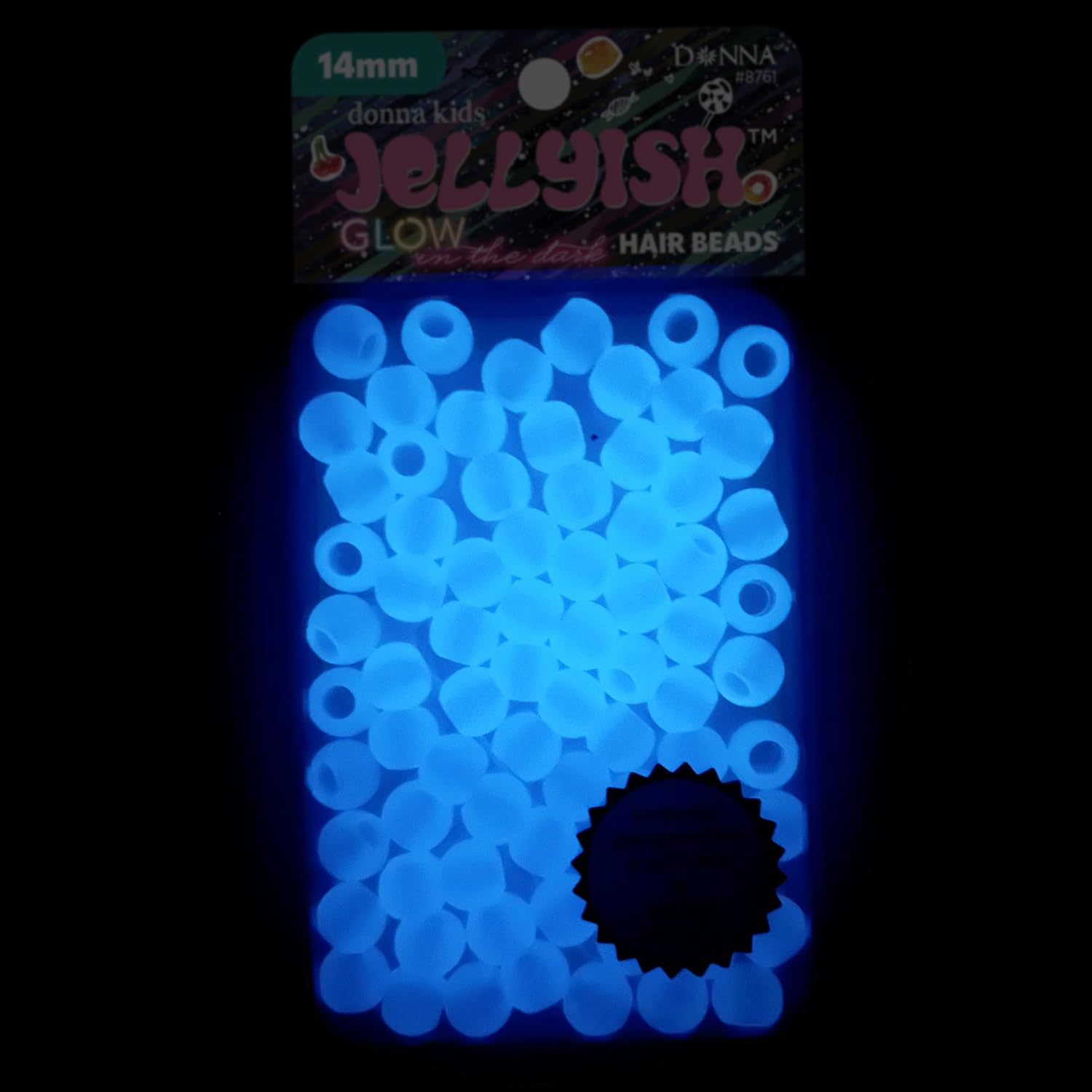 DONNA KIDS JELLYISH HAIR BEADS 14mm #GLOW IN THE DARK