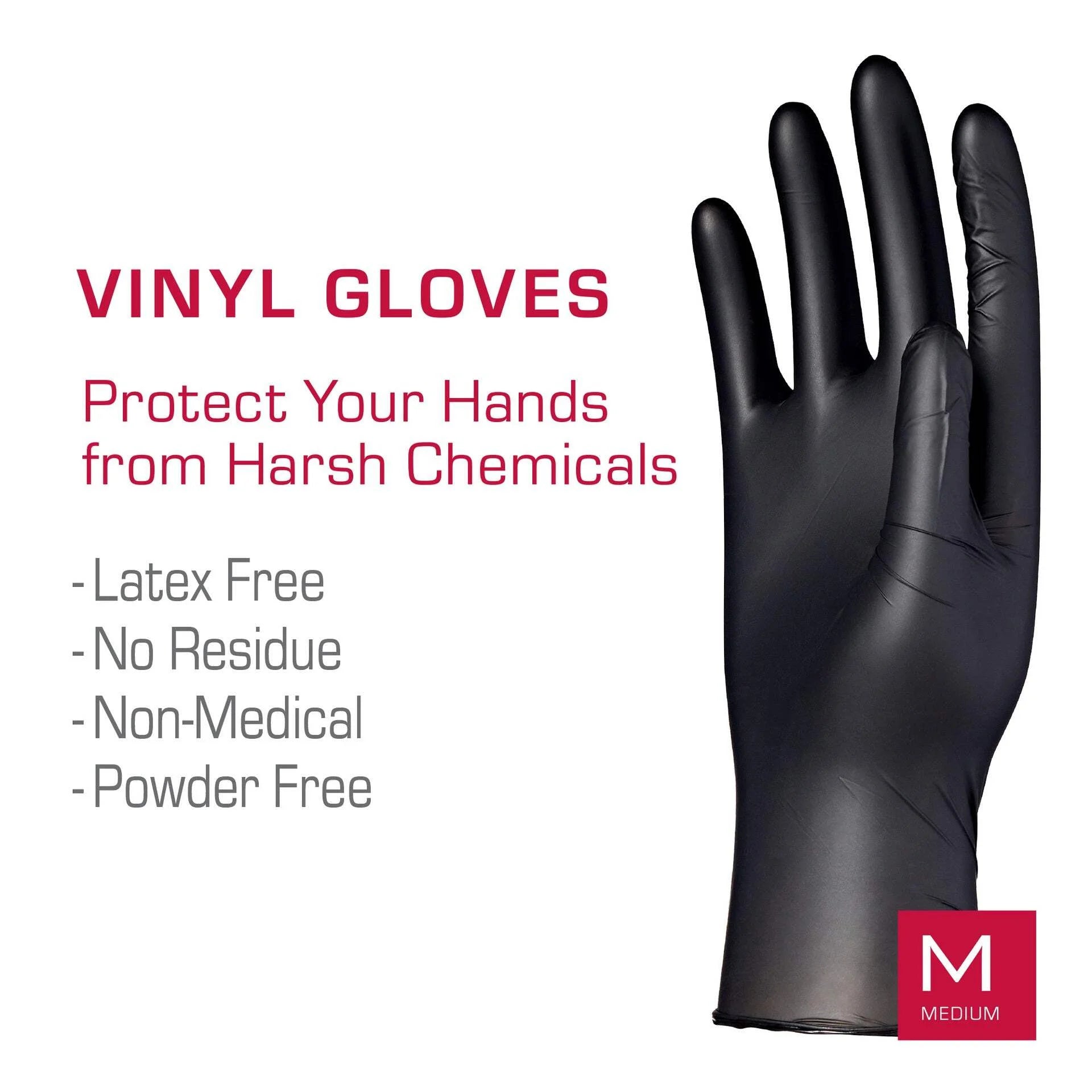 RED BY KISS 8 VINYL GLOVES MEDIUM #BLACK