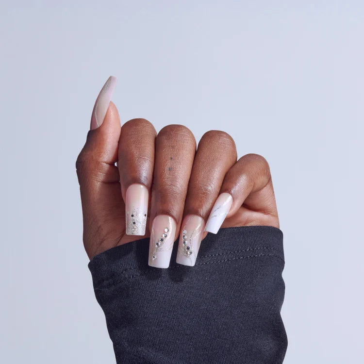 KISS PRESS-ON 3D & JEWELED NAILS GLAM 32ct LONG #WRAPPED IN BEAUTY