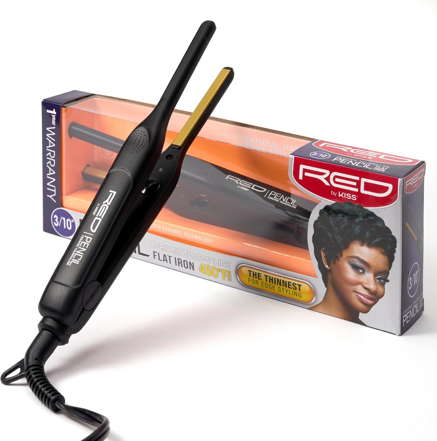 Red By Kiss Ceramic Pencil Flat Iron 3/10"