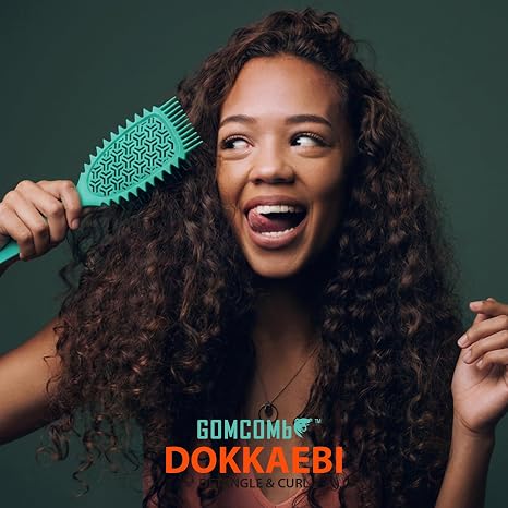GOMCOMB DOKKAEBI DETANGLE & CURL BRUSH & COMB #TEAL