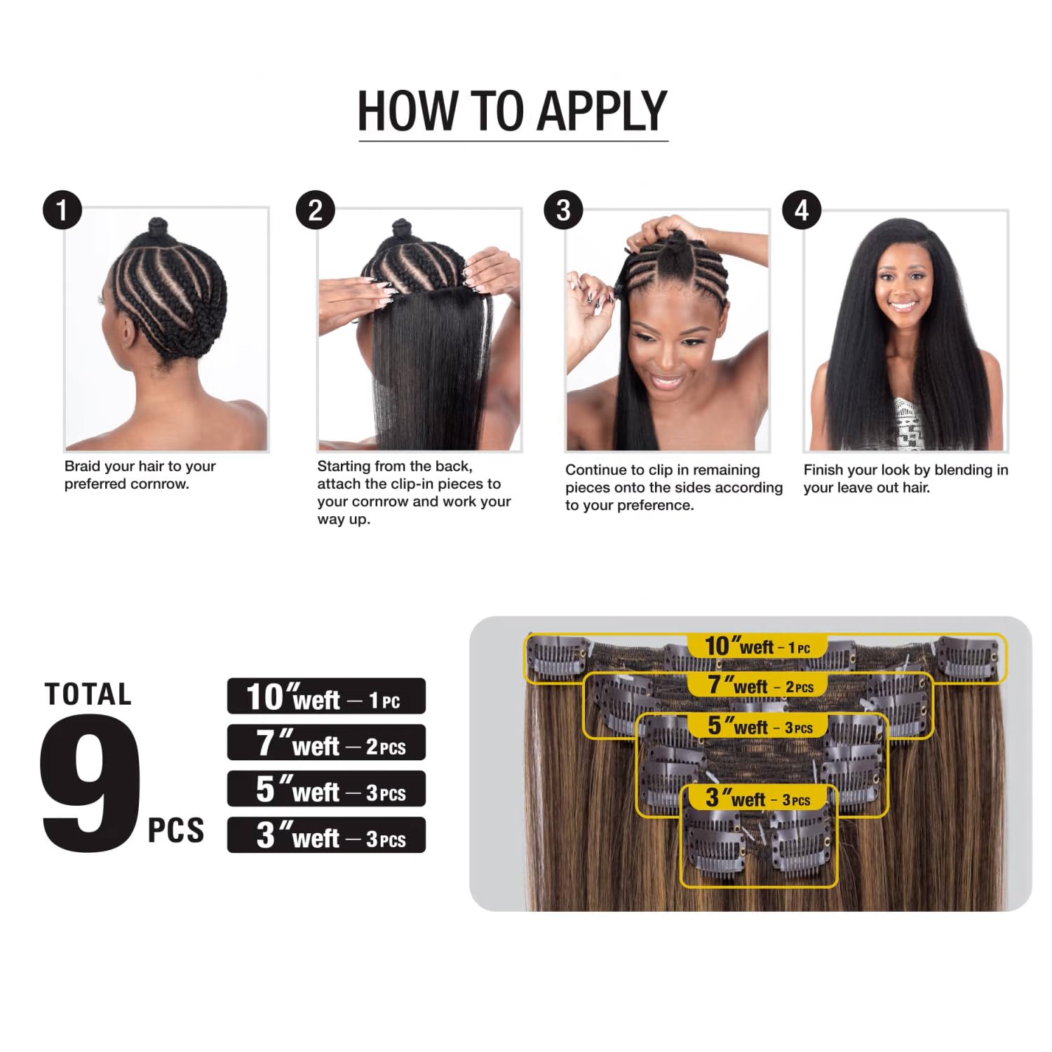 SHAKE-N-GO ORGANIQUE MASTERMIX CLIP-IN STRAIGHT 24" 9pcs #1