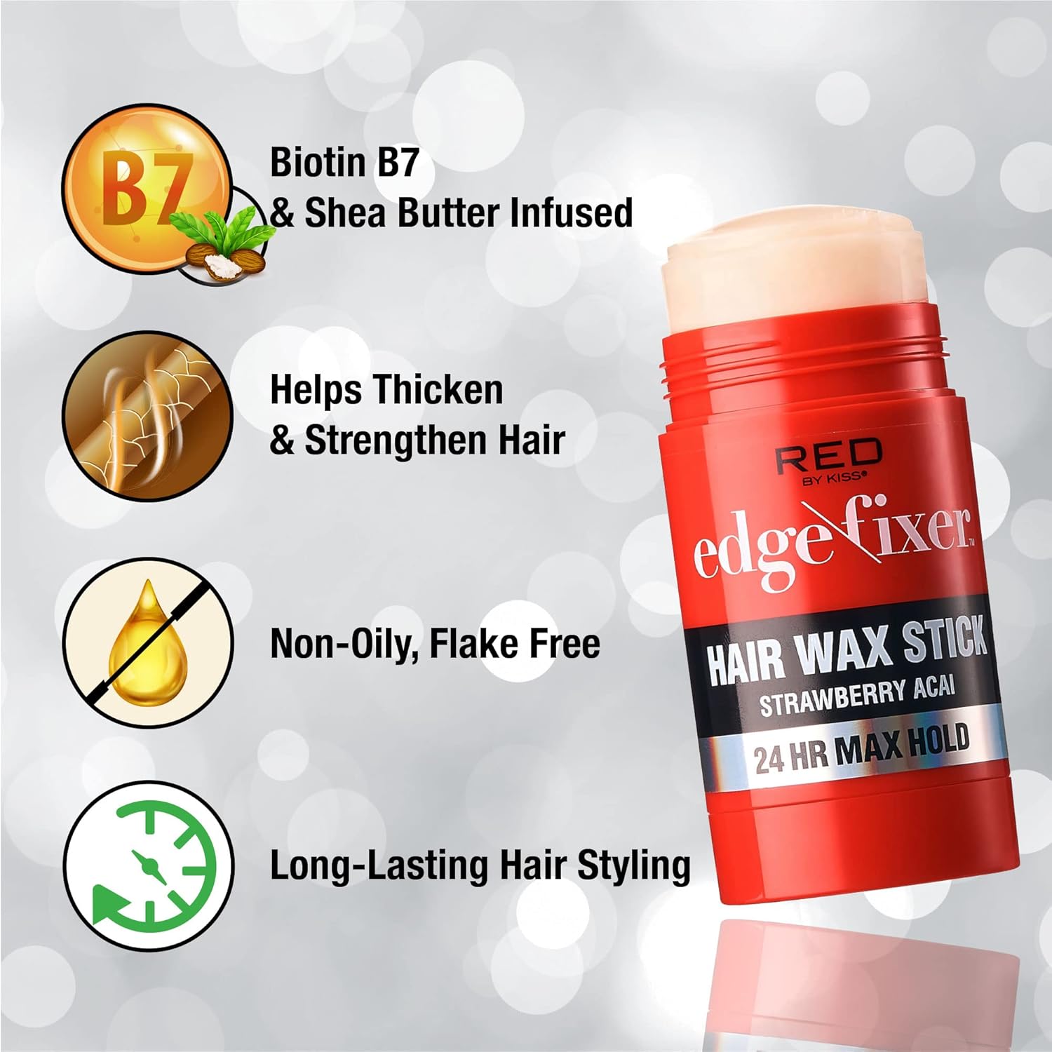 RED BY KISS EDGE\FIXER HAIR WAX STICK 2.47oz #STRAWBERRY ACAI