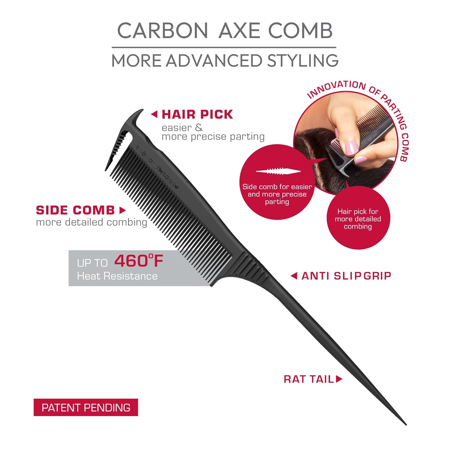 RED BY KISS RED AXE RAT TAIL COMB HM48