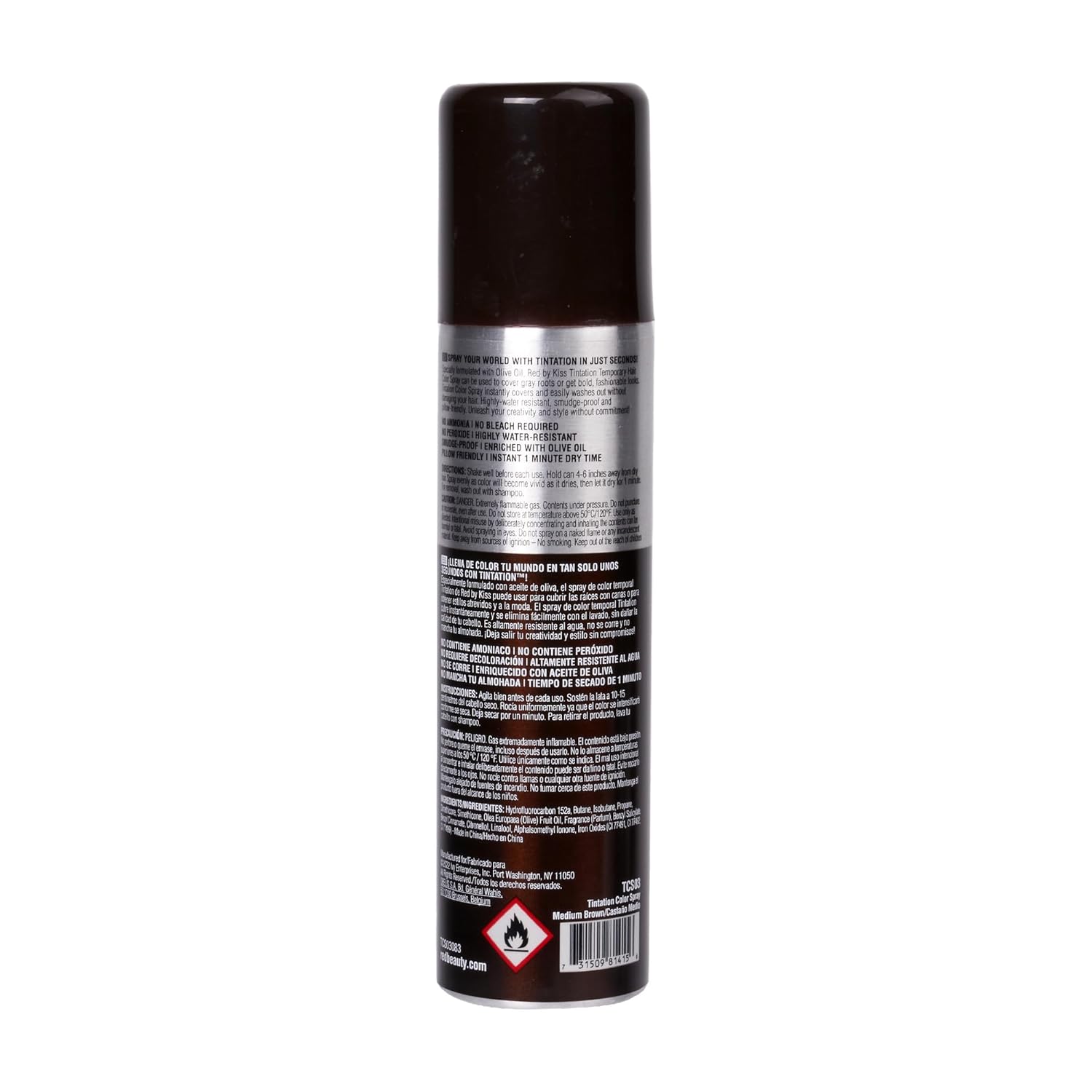 RED BY KISS TINTATION HAIR COLOR SPRAY 2.82oz #MEDIUM BROWN
