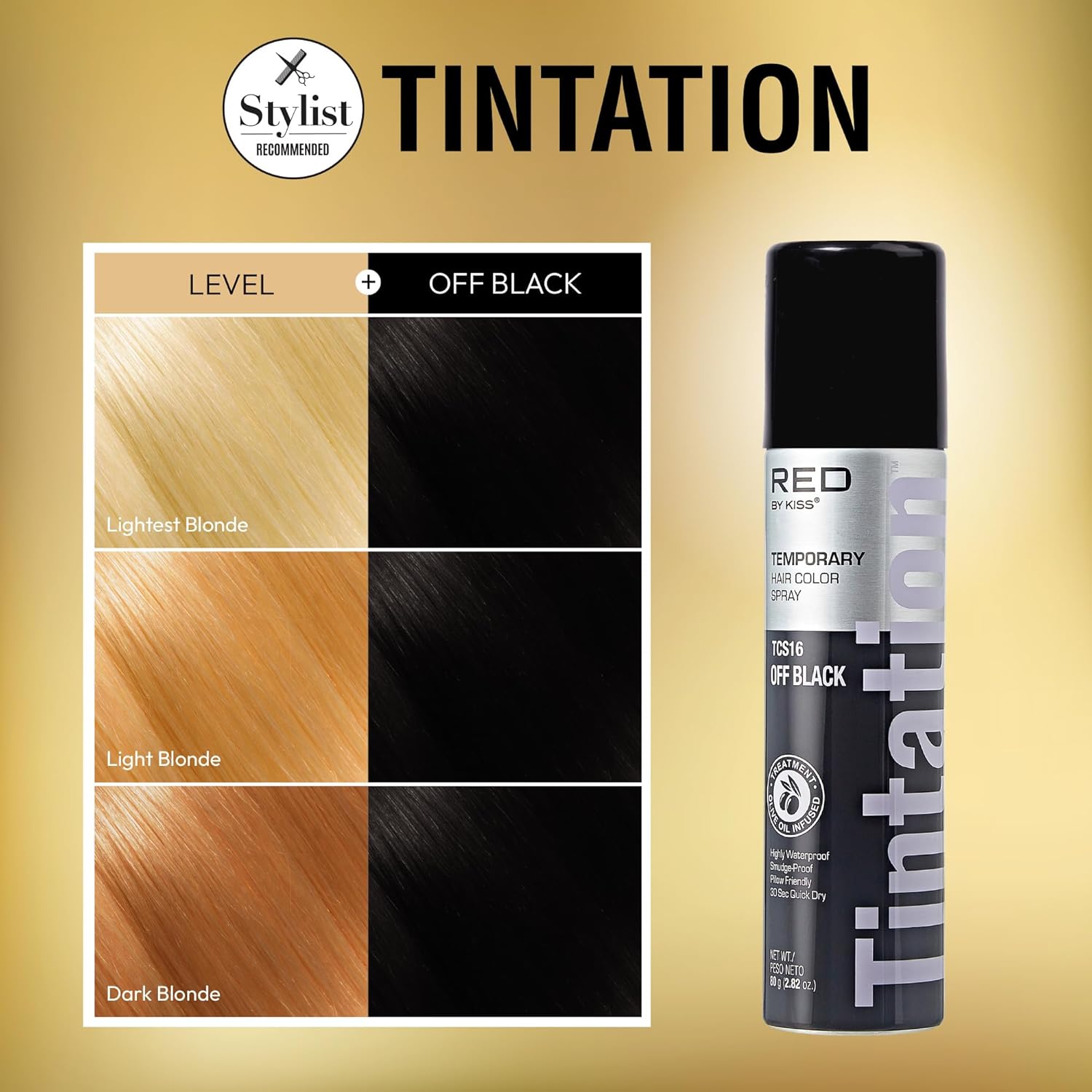 RED BY KISS TINTATION HAIR COLOR SPRAY 11.5oz #BLACK