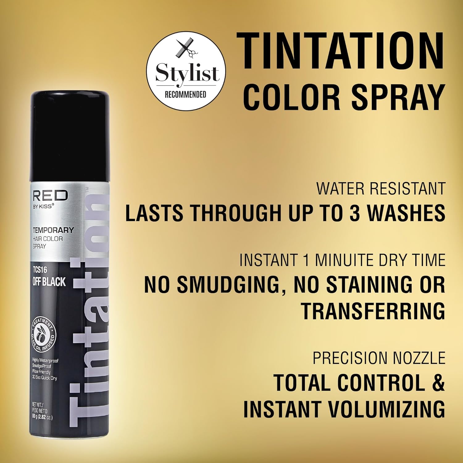 RED BY KISS TINTATION HAIR COLOR SPRAY 11.5oz #BLACK