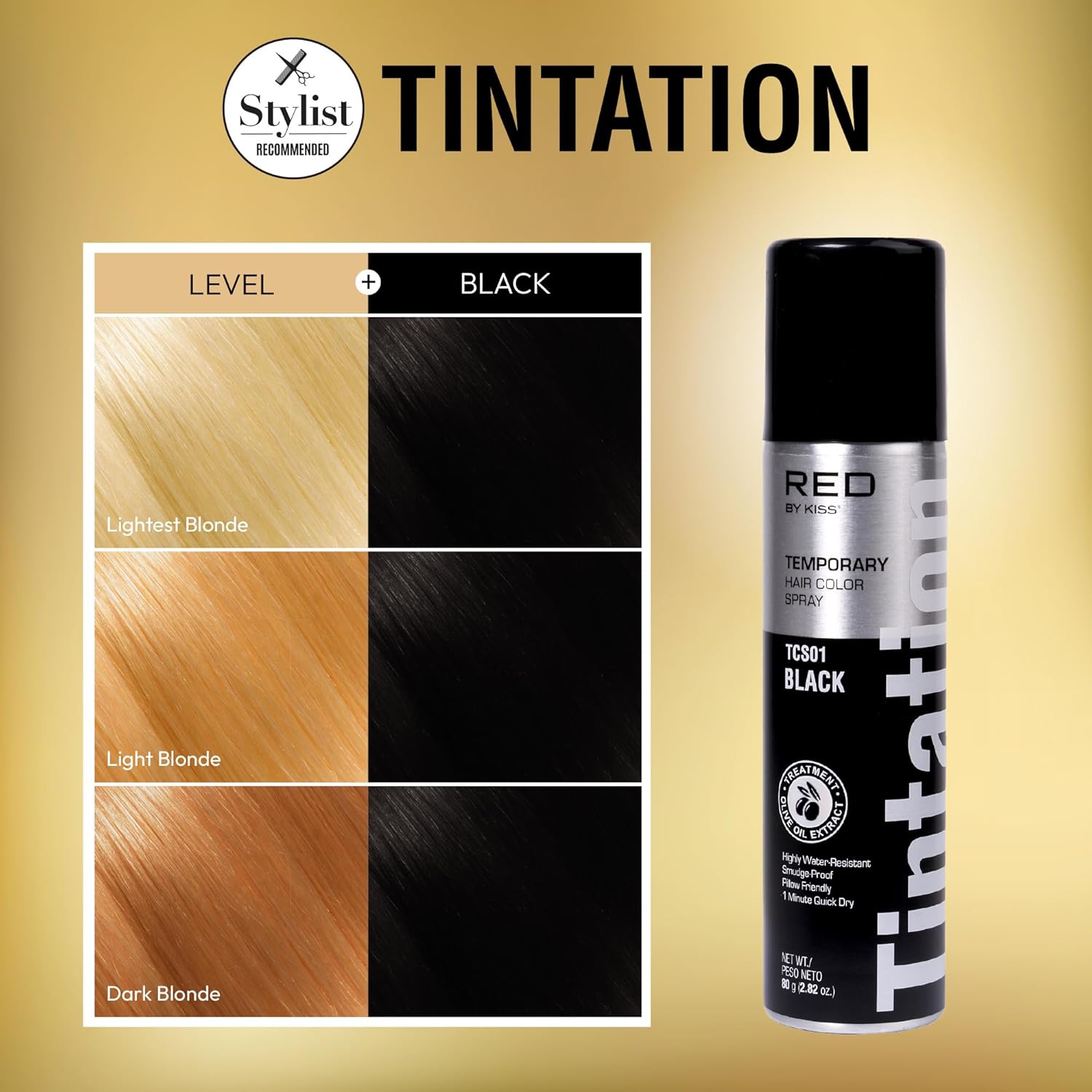 RED BY KISS TINTATION HAIR COLOR SPRAY 2.82oz #BLACK